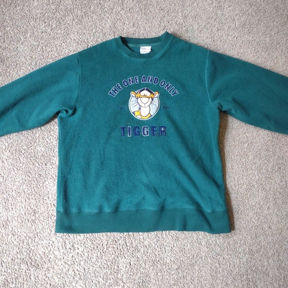 Disney Sweaters - VTG 90s Disney Store Tigger Green Fleece Embroidered Sweatshirt  M